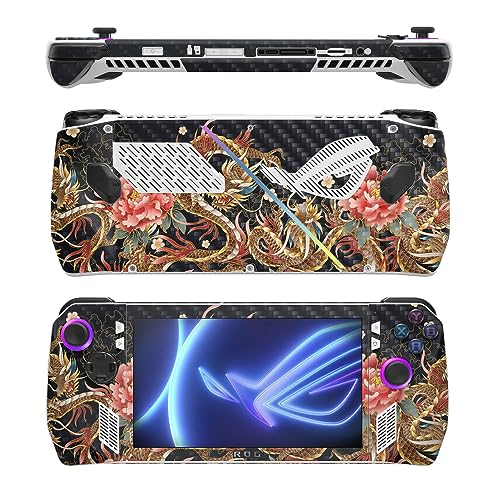 Image of MightySkins Carbon Fiber Skin Compatible with Asus ROG Ally - Stitch Dragons | Protective, Durable Textured Carbon Fiber Finish | Easy to Apply