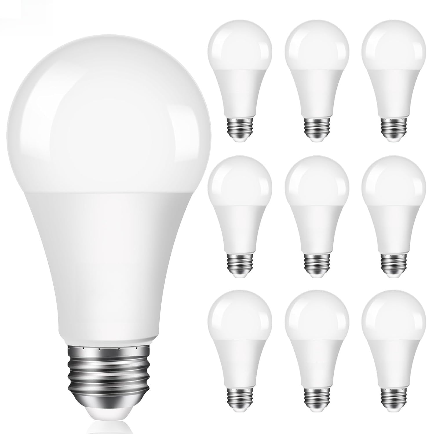 HUA QIANG WANG12W LED Light Bulb Cool White,Non-Dimmable,E27 Base,6500K Daylight,1100Lm,White Light,Pack of 10