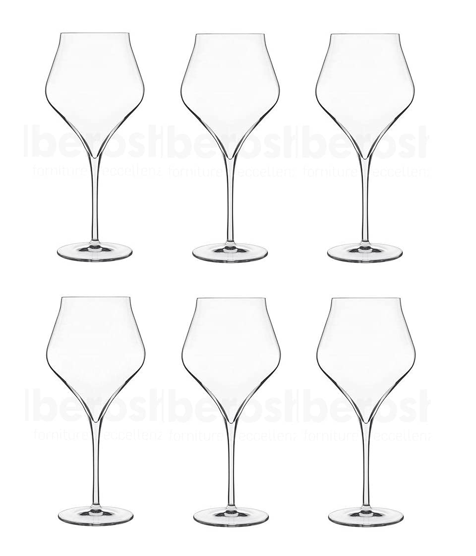 Supremo Water Glasses Box of 6 Crystal Clear 11 x 11 x 24.5 cm by Luigi Bormioli – 22 Ounces, 650 milliliters, Crystal, Transparent, Model 7540458
