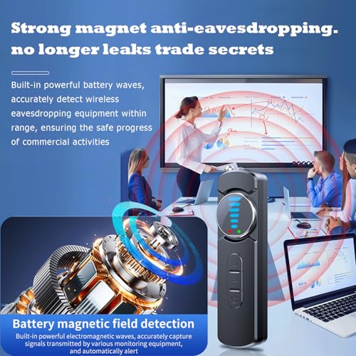 Image of Hidden Camera Detector for Hotels,AI Anti Spy Bug Detector with RF Signal & WiFi Scanner,GPS Tracker Finder & Listening Device Detector,6-in-1 Portable Protector for Travel Home Office Car(Black)
