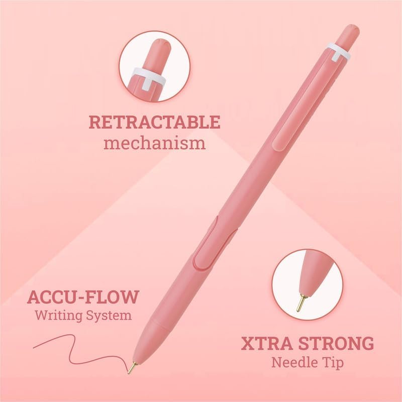 Image of Hauser Germany XO RT Retractable Ball Pen | Sleek Matt Finish Pastel Shade Body & Minimalistic Design | Low Viscosity Ink With Ultra Durable Tip | Red Ink, Pack Of 20