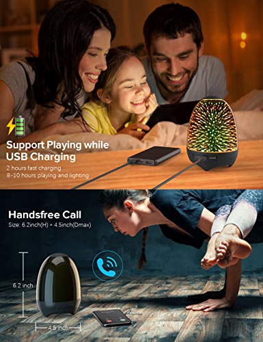 Aiscool Night Light Bluetooth Speaker 3D Glass Bedside Table Lamp Color Led Night Lamp Touch Control Rechargeable Portable (Galaxy-Black) #TOP4