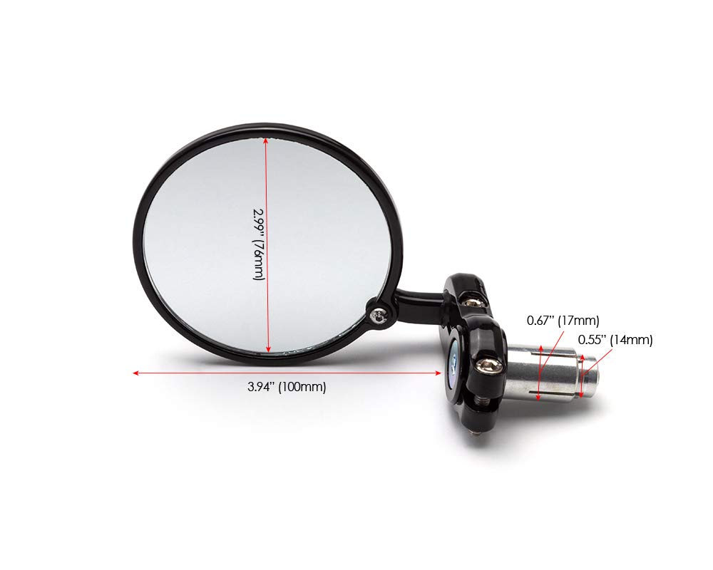 Moto Rétroviseurs Embout Guidon Aluminium Noir pour 22mm guidon
