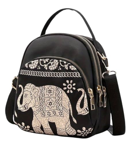 EDIBAZZAR Kleiner Damenrucksack, Umhängetasche 2in1, schwarzer Cityrucksack