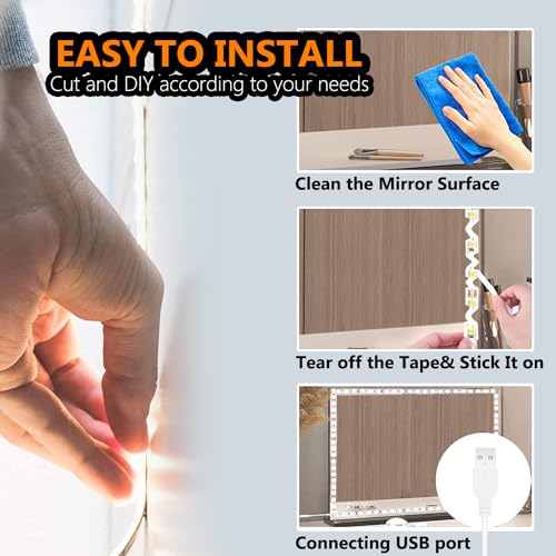 SANSUN LED Vanity Mirror Lights for Makeup Dressing Table Vanity Set, Zigzag 4m Flexible LED Strip Light, Non-Dimmable (Mirror Not Include) - Cosy Home Interiors SANSUN LED Vanity Mirror Lights for Makeup Dressing Table Vanity Set, Zigzag 4m Flexible LED Strip Light, Non-Dimmable (Mirror Not Include) - Image 7