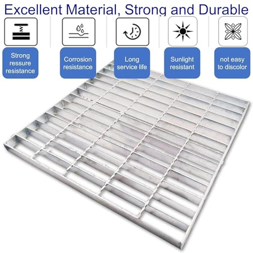 Image of Galvanized Steel Drain Grate, Driveway Channel Cover 18x18 in
