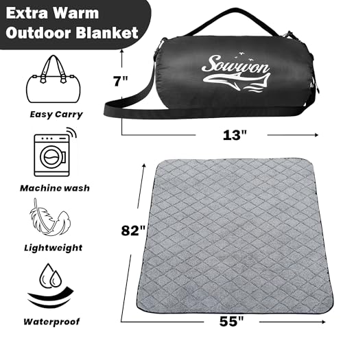 image for sowwon Waterproof Outdoor Blanket 82”X 55” Packable, Stadium Blank