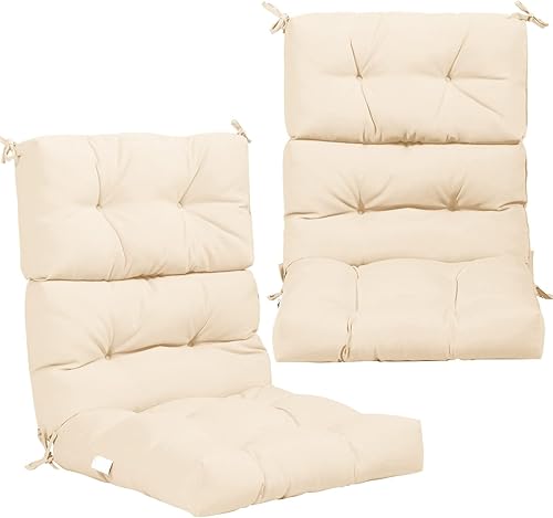 Miniatura 10 de Tangkula Cojín para silla de respaldo alto de patio, cojines de asiento copetudos con lazos de cuerda antideslizantes, cojines de repuesto para uso