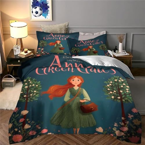 Housse de couette Anne aux pignons verts 140x200抗皱易打理微纤维单人床品三件套 - 6
