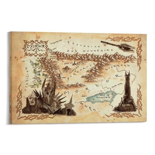 Carte de la Terre du Milieu poster Seigneur des Anneaux toile 30x45