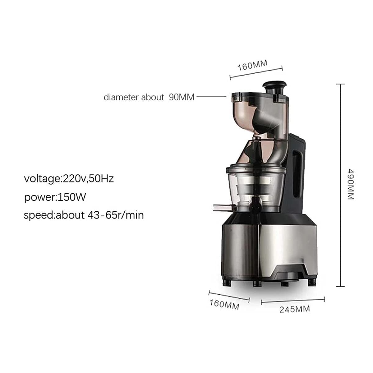 Extracteur de jus, Basse Vitesse et Grande entrée, extracteur de jus Lent pour Orange, soja, légumes et Fruits, extracteur de jus Multifonction Facile à Nettoyer
