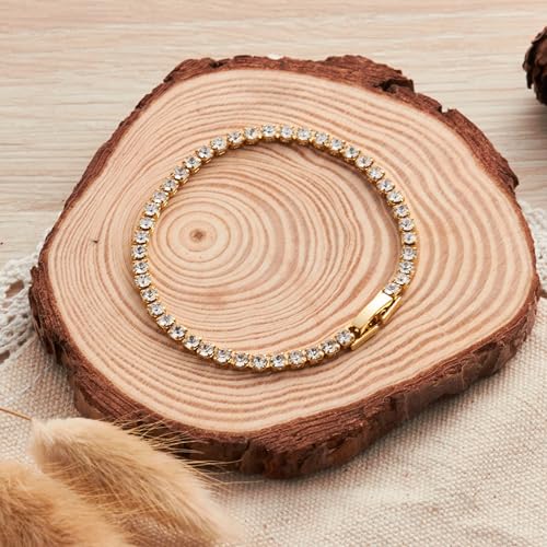 Philip Jones Gold Plated 3mm Tennis Bracelet Created with Zircondia® Crystals - Image 6