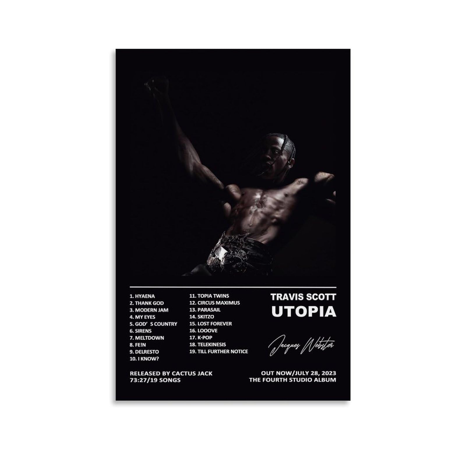 Sumooa Travis Poster Scott Music Rapper Singer Album Cover Poster for Bedroom Aesthetic Canvas Wall Art Modern Design 12 x 18 inches (30 x 45 cm)