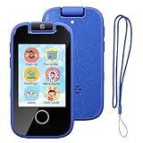 AYATAHA® 子供用携帯電話 おもちゃ 4〜12歳 女の子 クリスマス 誕生日プレゼント タッチスクリーン キッズ スマート Kids Phone Toy フォン フリップカメラ付き ビデオ録画 絵画 ゲーム オーディオブック 習慣追跡 ABC アルファベット MP3音楽 目覚まし時計 懐中電灯 電卓 学習玩具 3 4 5 6 7 8歳 女の子 男の子 幼稚園 お正月 ギフト (Blue)