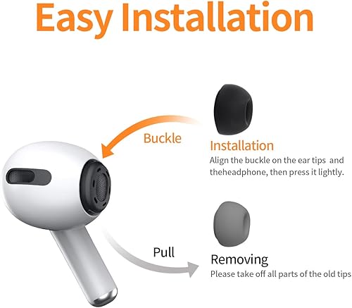 Miniatura 6 de Janient 3 pares de almohadillas de repuesto para Airpods Pro 12, puntas de goma de silicona con orificio de reducción de ruido para Airpods de 1 y 2