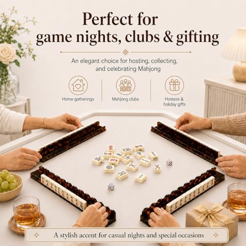 Set de Soportes y Empujadores de Mahjong Verde con Diseño Carey miniatura 7