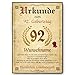 Tigerlino® Personalisierte Urkunde zum 92. Geburtstag Geburtstagsurkunde Jahrgang 1934 Geschenk Männer Frauen 92 Jahre Geburtstagsgeschenk Geburtstagskarte 92. Geburtstag Geschenkidee personalisierbar