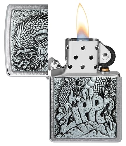 Image of Zippo Design Brushed Chrome, Windproof Pocket Lighter, Without Fuel and Gas