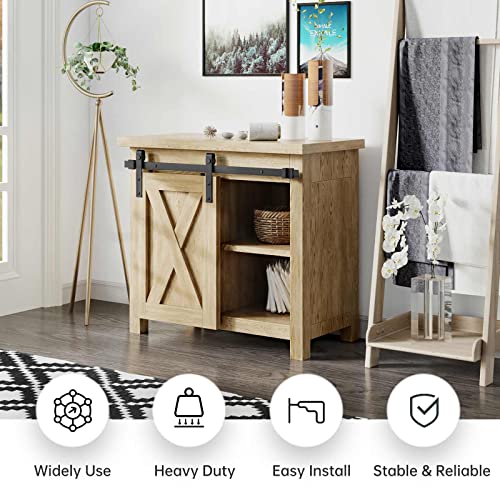 EaseLife |5 FT Cabinet Mini Sliding Barn Door Hardware Track Kit, Easy Install, Slide Smoothly Quietly|For Storage, Wind