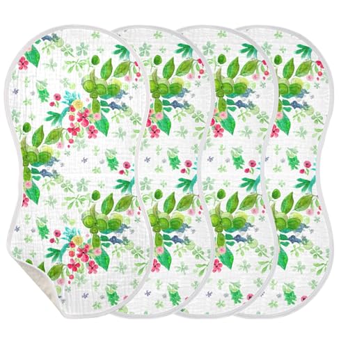 xigua Watercolor Leaves Baby Burp Cloths for Newborn Boys and Girls 1 Pack, Soft & Absorbent Cotton Baby Burp Cloth, Baby Washcloths, Newborn Towel, Burp Rags3