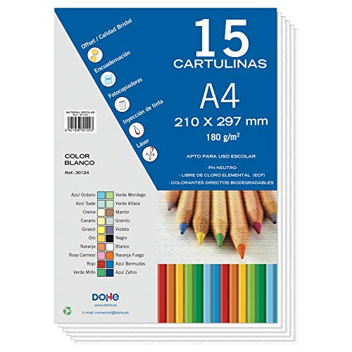 Dohe A4-Karton weiß für Bastelarbeiten und Druck (15 Stück) 21 x 29 7 cm 180 g/m Büromaterial