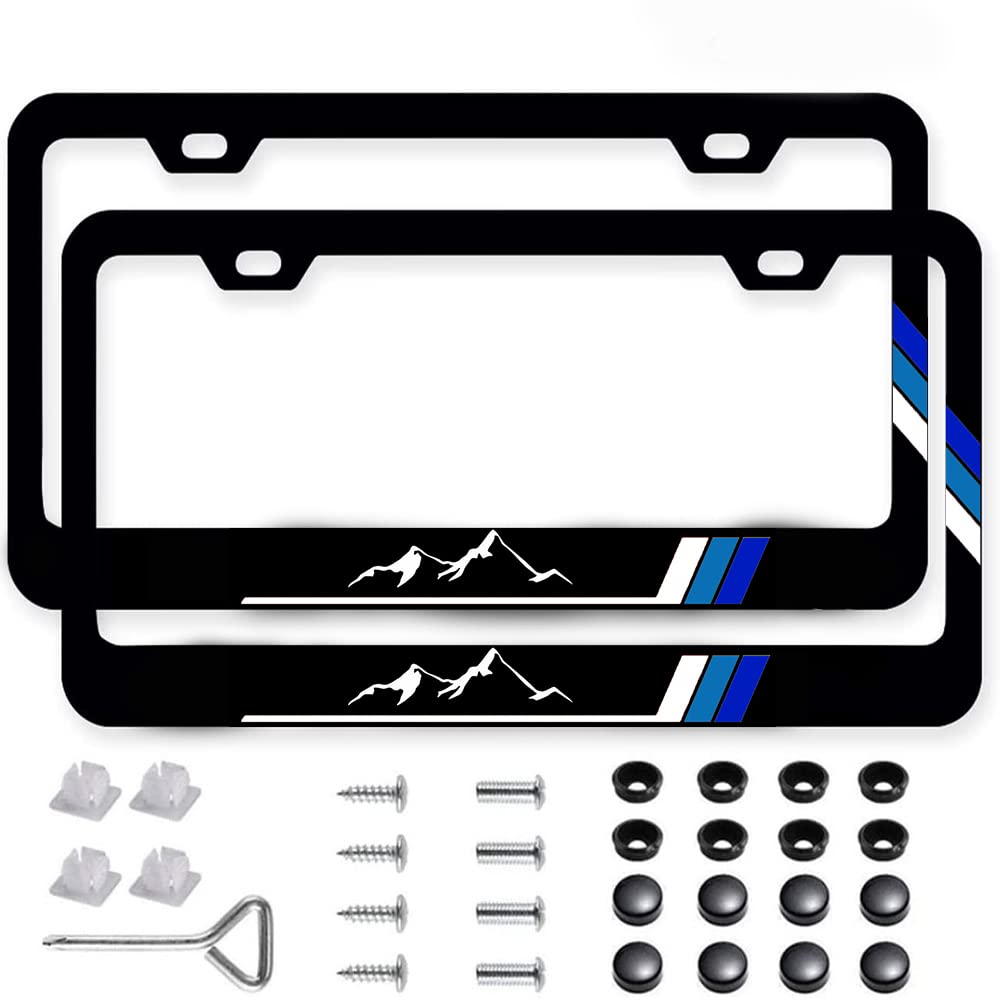 Photo 1 of DAOPERS 2Pack Tri-Color Stainless Steel License Plate Frames Holder with Screw Caps for Toyota Tacoma 4Runner Tundra Rav4 Highlander