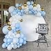 Blue and White Balloon Arch Kit, ADOINBY 140Pcs Pastel Light Blue and White Balloon Garland kit, 18 12 10 5 Inch Different Size Balloons for Baby Shower Birthday Gender Reveal Anniversary Decorations