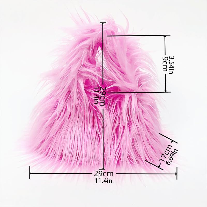 Faux Fur Handbags Furry Fluffy Fuzzy Bags Plush Tote Cute Handbag Faux Fur Crossbody Bag Shoulder Bag for Women, Green2