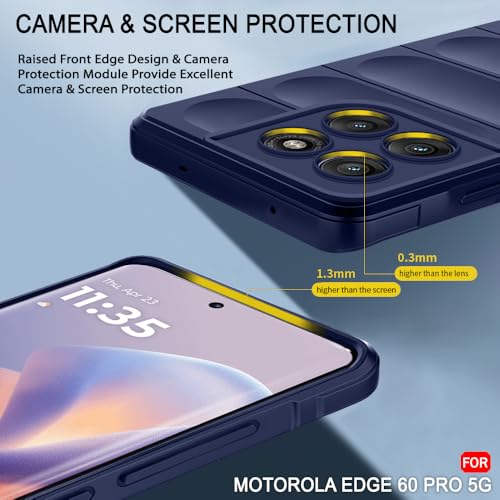 Image of TheGiftKart Liquid Silicon Back Cover Case for Motorola Moto Edge 60 Pro 5G | Shockproof Military Grade Protection | Micro-Fibre Cloth On Inner Side | Built-in Anti-Slip Grip Back Case (TPU, Blue)