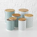 majolika keramik kuh mediterrane Steingut Vorratsdosen mit Bambusdeckel luftdicht durch Silikondichtung