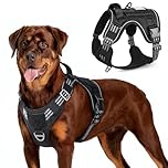 rabbitgoo Dog Harness No Pull, Military for Large Dogs with Handle & Molle, Easy Control Service Vest Training Walking, Adjustable Reflective Tactical Pet Harness, Black, L