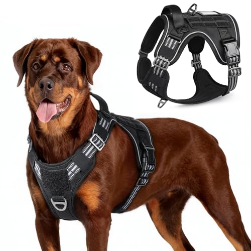 rabbitgoo Tactical Dog Harness for Large Dogs, No Pull Military Service Vest with Handle & Molle,...