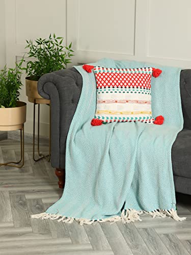Image of SASHAA WORLD Cotton Decorative Cushion Cover with Zipper | Bedroom & Living Room | Multi 45X45 cm