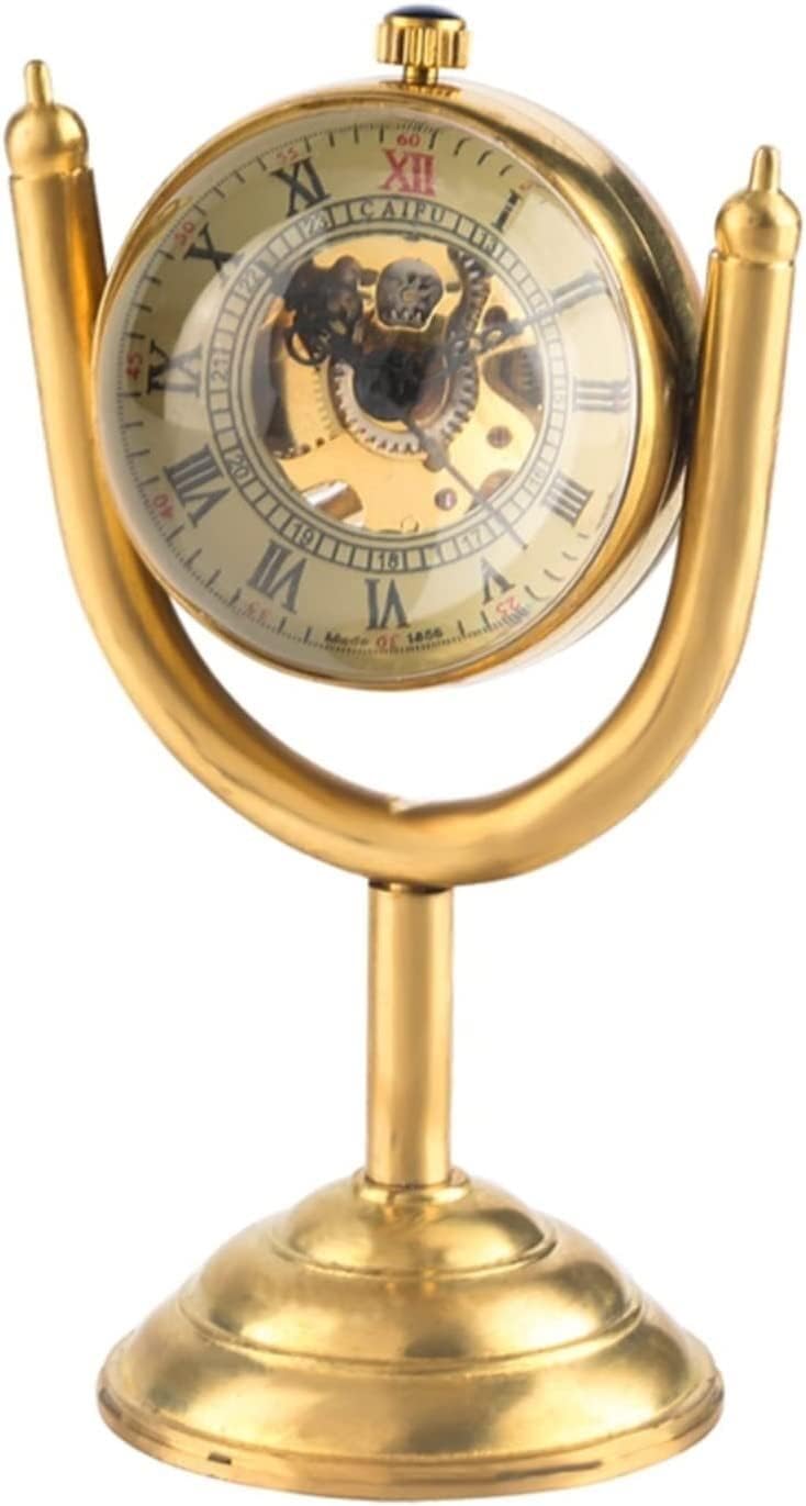 Pocket Watch Watch with Chain Spinning Gold Prize Cup Mechanical Pocket Watch Transparent Smooth Globe House Office Desk Decoration Vintage