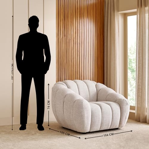 Image of Home Centre | Alchemy Fabric 1-Seater Sofa | Sofa for Living Room | White | 1 Year Warranty
