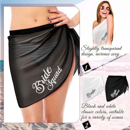 Jiuguva Wedding Bride Bikini Cover up Bridesmaid Sarong Women Bathing Suit Wrap Swimwear Chiffon for Bachelorette Pool Party3