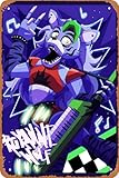 Hourudx Security Breach Roxanne Wolf FNAF Poster Retro Tin Sign Vintage Look Metal Sign for Cafe Bar Children's room Bedroom Home Wall Art Decor Kids Gifts 12 X 8 inch