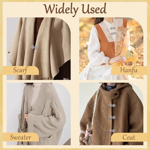 WANDIC Cloak Clasp Verschlussverschlüsse, 2 Paare Swirl Flower Cape Verschlüsse Nähen auf Haken und Augen Cardigan Clip, Silber (Nötig zu Nähen)