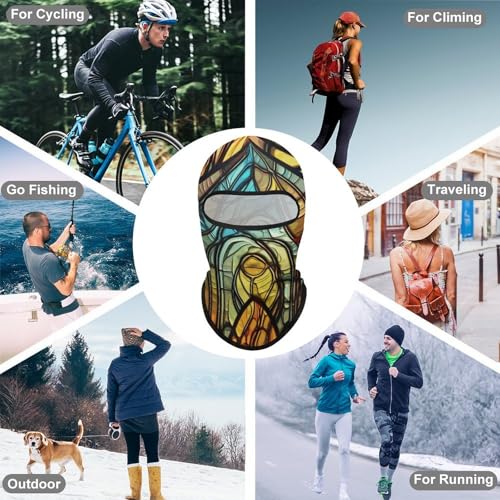 Máscara facial de balaclava de arte de vidrio coloreado para hombres y mujeres, protección solar, transpirable, cubre todo el cráneo para senderismo, ciclismo, running y conducción miniatura 6