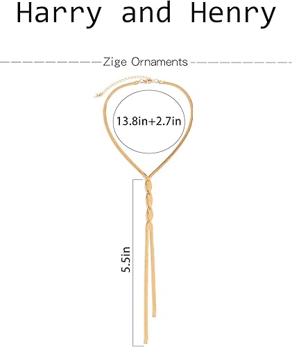 Miniatura 6 de Harry and Henry Collar de oro para mujer, collar de gargantilla de oro delicado para mujer, cadena larga de serpiente torcida, collares en Y,