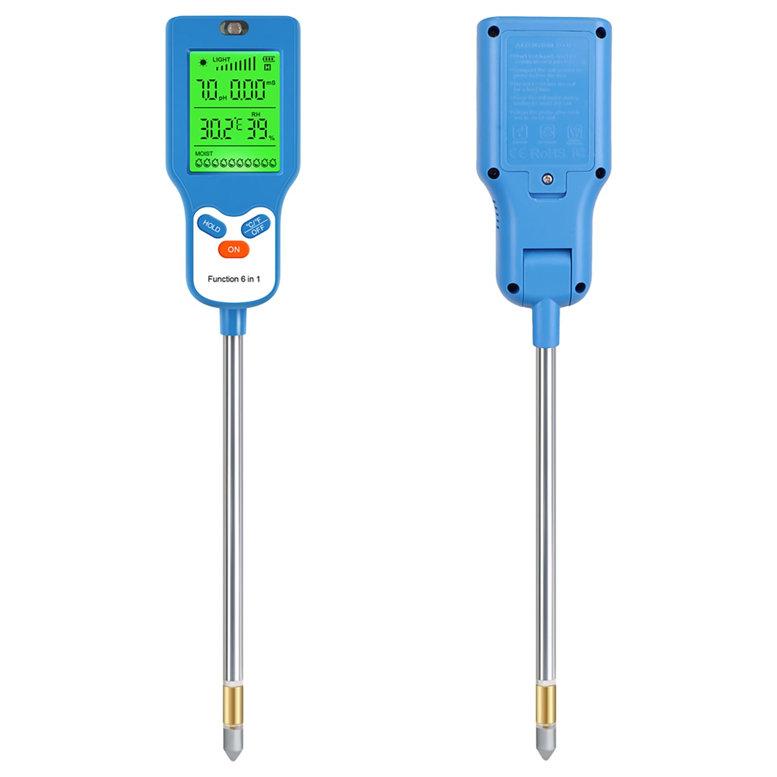 OUKMXSY Professional Food PH Meter, PH Meter Tester with Temperature Probe, Temperature Compensation: 0.1℃-60.0℃, for water quality testing, dough, sewage testing