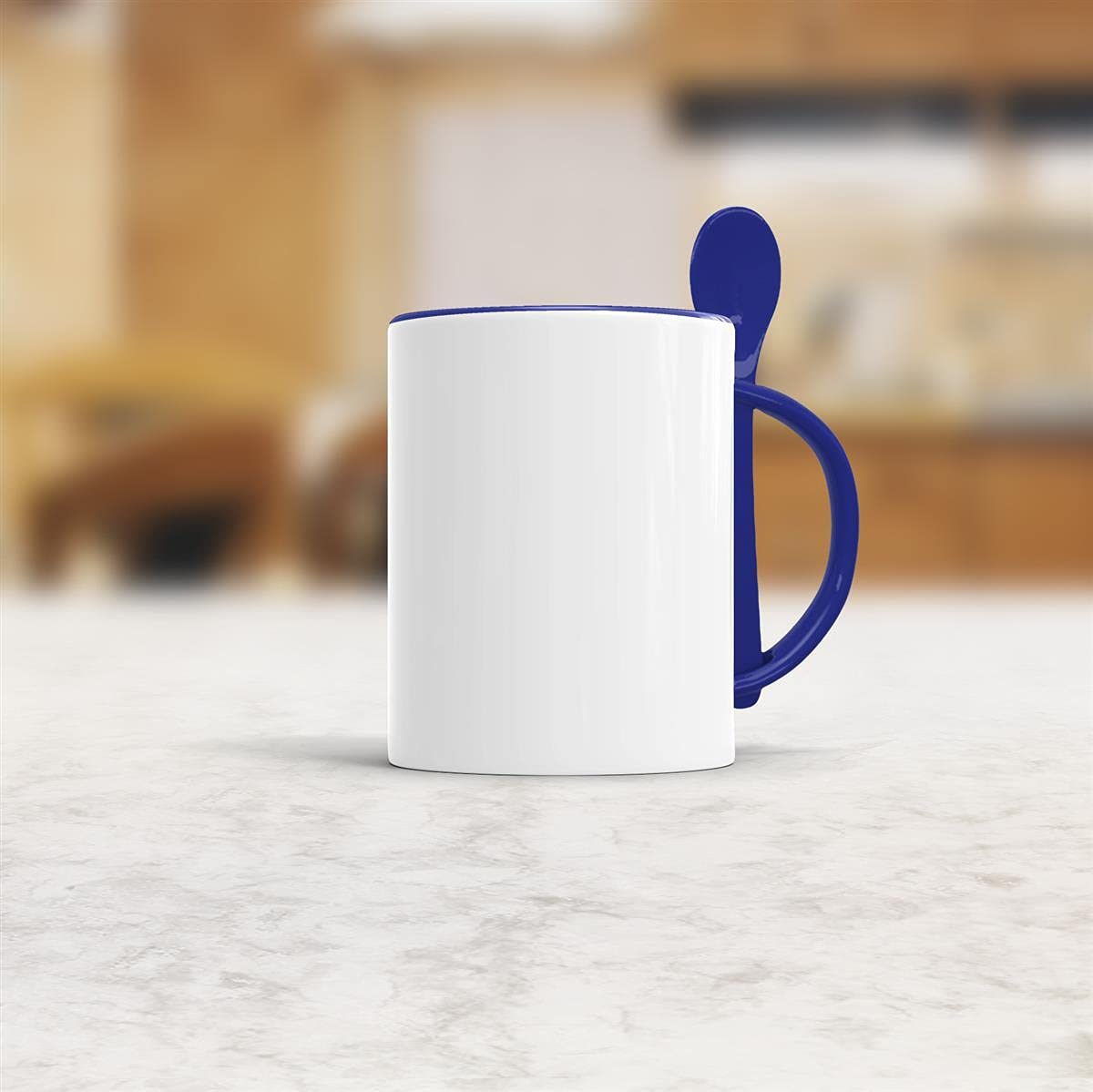 Bastel-Tassen ohne Druck zum Bemalen aus Hochwertiger Keramik Einzeln oder im Set/Mug/Cup/Becher/Pott - Löffeltasse Klassik Dunkelblau 24er Set