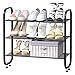 UDEAR Shoes Rack, Estante Zapatero de Metal, Estante para Zapatos de 3 Niveles, Dormitorio Entrada Baño Tienda de Ropa, Negro