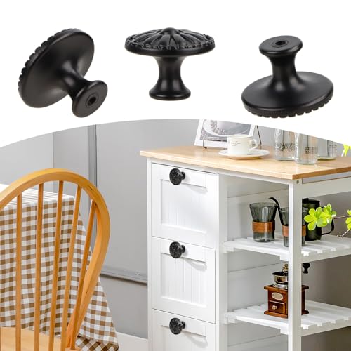 RUNEAY Furniture Knobs Vintage Black Pack of 12 Plastic Cabinet Knobs 32 mm ABS Drawer Knobs Door Knobs Dresser Knobs for Cupboard Drawers - Image 3