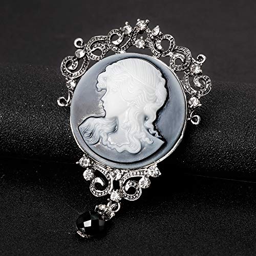 Image of lureme Vintage Elegant Victorian Lady Beauty Cameo with Crystal Brooch Pin (br000017)