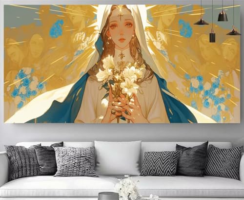 Tableau Strass Diamant Canevas Débutant M-Y886 au Design Floral Lumineux 80x160cm