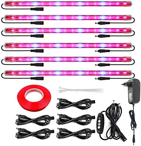 Roleadro Led Grow Light Strips for Indoor Plants, Full Spectrum Auto On & Off T5 Grow Lamp with Timer/Extension Cables Plant Lights Bar 4 Dimmable Levels