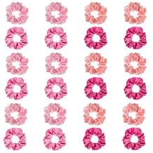 24PCS Pink Scrunchies, Soft and Fashionable Scrunchie Pack, Pink Satin Scrunchies for Curly Hair, for All Hair Types of Bridesmaids Proposal, Bachelorette Party Gifts