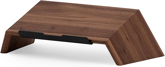Oakywood Wooden Slanted Laptop Stand - Ergonomic Riser & Holder for 13-14 Laptops - Convenient Desk Stand Wood - 45x22x14cm - Walnut