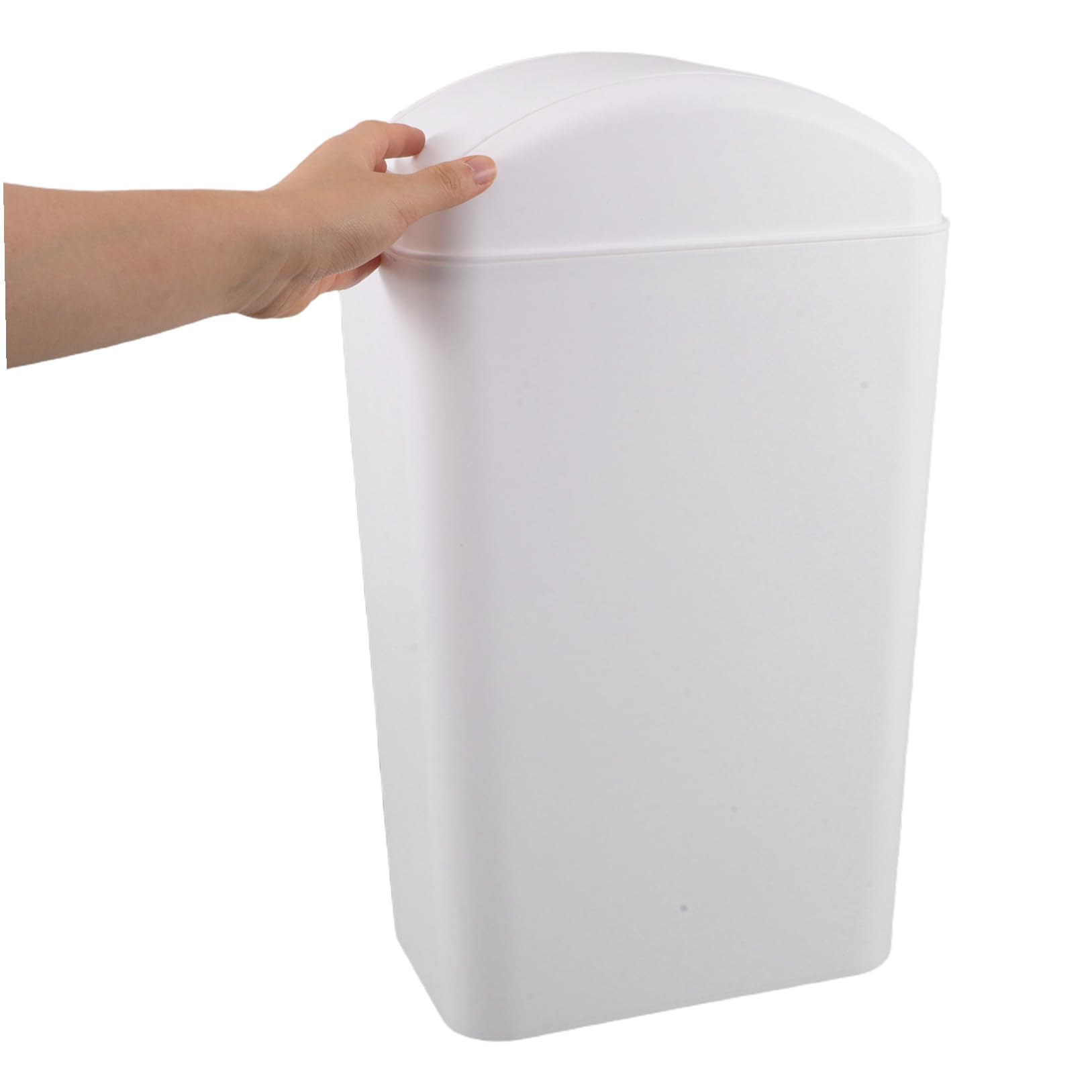 EXCEART Cubo con Gran Capacidad con Tapa Abatible de Basura de Plástico Blanco y Diseño Estrecho y Mecanismo Oscilante que Minimiza Olores para Cocina, Baño y Dormitorio